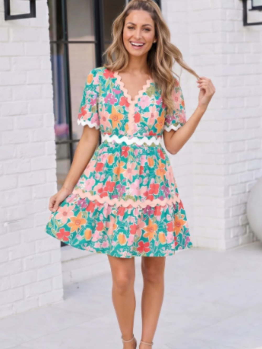 "The Emma" Ric Rac Trim Mini Dress